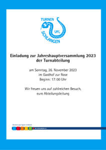 Mehr über den Artikel erfahren Einladung Turnabteilung Jahreshauptversammlung 2023