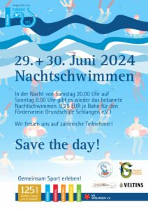 Mehr über den Artikel erfahren Nachtschwimmen im Schlänger Freibad – Samstag 29.06.24